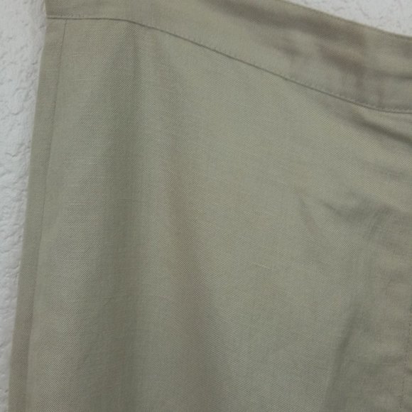 Larry Levine Tan Linen Blend Embroidered Pants 14 - Picture 6 of 11